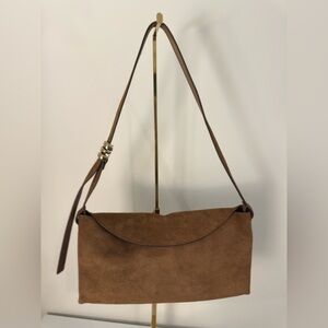 Madewell date night shoulder bag - brown suede